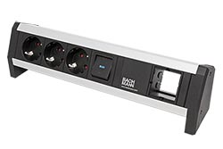 Systém DESK 1, 3x zásuvka DE, vypínač, 1x volné (902.017)