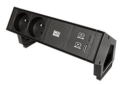 Systém DESK 2, 2x zásuvka CZ , 1x zdroj 22W (USB A+C), černý (902.980)