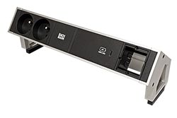Systém DESK 2, 2x zásuvka CZ, 1x zdroj 60W (USB C) + 1x volné, stříbrný (902.925)