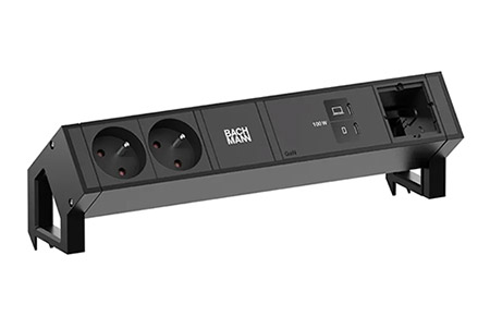 Systém DESK 2, 2x zásuvka CZ, zdroj 100W (2x USB C), 1x volné, kabel 0,2m GST18(M), černý (BM0023739)