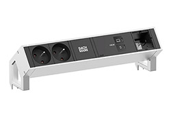 Systém DESK 2, 2x zásuvka CZ, zdroj 100W (2x USB C), 1x volné, kabel 0,2m GST18(M), nerezová ocel (BM0023743)