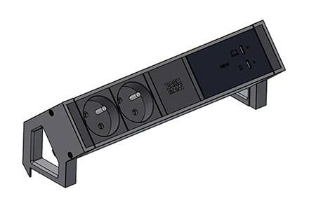 Systém DESK 2, 2x zásuvka CZ, zdroj 100W (2x USB C), kabel 0,2m GST18(M), nerezová ocel (BM0022075)
