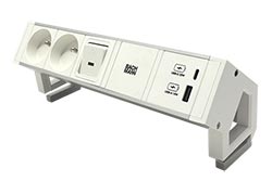 Systém DESK 2, 2x zásuvka CZ, zdroj 22W (USB A+C), vypínač, bílý/stříbrný + bílé moduly (937.410)