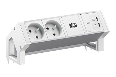 Systém DESK 2, 2x zásuvka CZ, zdroj 45W (2x USB C), bílý/stříbrný + bílé moduly (BM0022085)