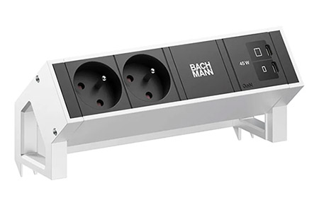 Systém DESK 2, 2x zásuvka CZ, zdroj 45W (2x USB C), kabel 0,2m GST18(M), nerez (BM0022073)