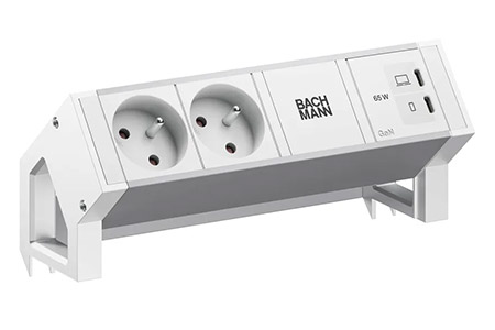 Systém DESK 2, 2x zásuvka CZ, zdroj 65W (2x USB C), bílý/stříbrný + bílé moduly (BM0022086)