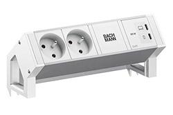 Systém DESK 2, 2x zásuvka CZ, zdroj 65W (2x USB C), bílý/stříbrný + bílé moduly (BM0022086)