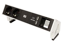 Systém DESK 2, 2x zásuvka DE + 1x zdroj (2x USB) + 1x volné, bílý (902.228)