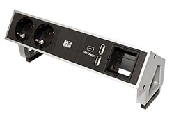 Systém DESK 2, 2x zásuvka DE + 1x zdroj (2x USB) + 1x volné, stříbrný (902.428)