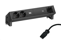 Systém DESK 2, 2x zásuvka DE, 1x zdroj 60W (USB C) + 1x volné, černý (902.967)