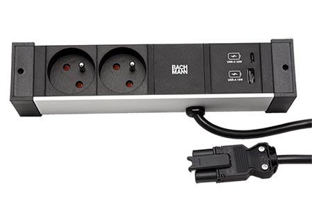 Systém DESK RAIL 2x zásuvka CZ, zdroj 22W (USB A + C) (941.319)