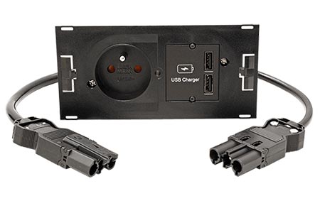 Systém DUE, 1x zásuvka CZ, 1x zdroj (2x USB A), černý (929.042)