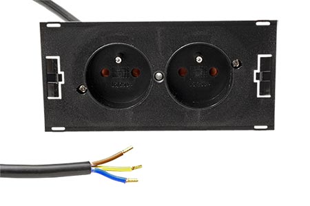 Systém DUE, 2x zásuvka CZ, černý, 2m kabel (929.002)