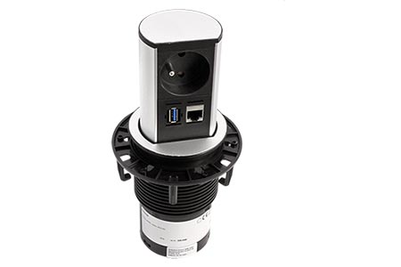Systém Elevator, 1x zásuvka CZ, 1x RJ45 kat.6a, 1x USB3.0 A, stříbrný (928.0090)