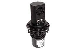Systém Elevator, 1x zásuvka DE, zdroj 15W (2x USB A), černý (928.0177)