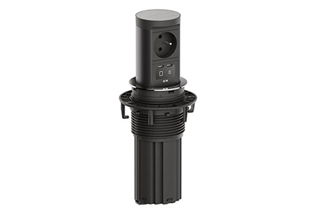 Systém Elevator 2, 1x zásuvka CZ, zdroj 2x USB C 45W, kabel 2m CEE 7/7, černý/stříbrná lesklá (BM0020571)