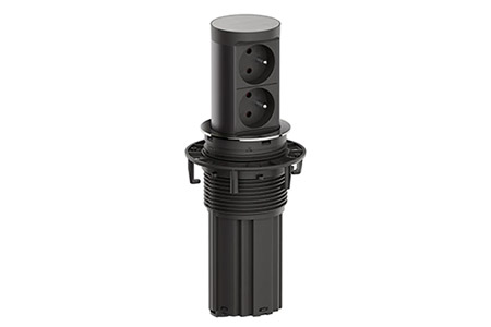 Systém Elevator, 2x zásuvka CZ, kabel 2m CEE 7/7, černý/nerez (BM0020491)