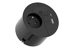 Systém LOOP IN, 1x zásuvka CZ, nabíječka USB A + C 22W, kabel 2m CEE 7/7, černý (938.202)