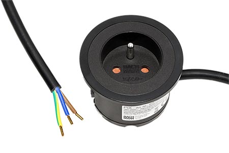 Systém PIX, 1x zásuvka CZ, černý + bílý a stříbrný kroužek, 2m (926.003)