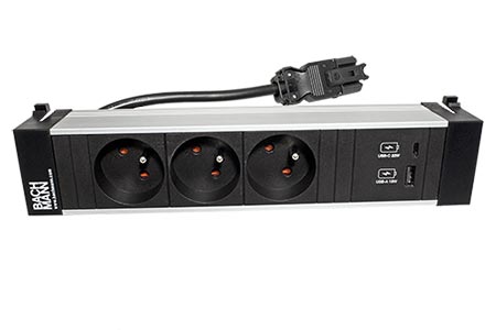Systém POWER FRAME, box na 4 moduly, 3x zásuvka CZ + zdroj (USB A + C) (916.526)