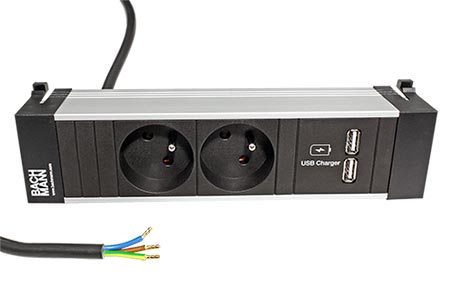 Systém Power FRAME, box pro 3 moduly, 2x zásuvka CZ + 1x zdroj (2x USB), kabel 2m (912.112)