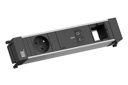 Systém POWER FRAME, box pro 4 moduly , 1x zásuvka CZ , zdroj 100W (2x USB C), 1x volné (BM0023850)