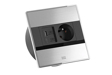 Systém SENSE, 1x zásuvka CZ, zdroj 22W (USB A + C), kabel 2m CEE 7/7, nerez/černý (BM0016180)