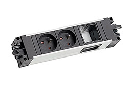 Systém STEP ALU 2x zásuvka CZ, 1x volné 90° , GST18(M) - 2x CEE 7/5(F) - GST18(F) (906.0236)