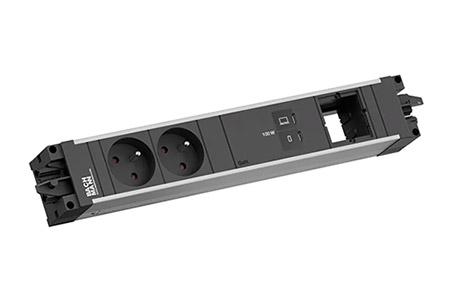 Systém STEP ALU, 2x zásuvka CZ , zdroj 100W (2x USB C) , 1x volné, GST18(M) - 2x CEE 7/5(F) - GST18(F) (BM0023837)