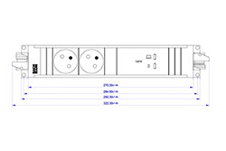 Systém STEP ALU, 2x zásuvka CZ, zdroj 100W (2x USB C) , GST18(M) - 2x CEE 7/5(F) - GST18(F) BM0022985