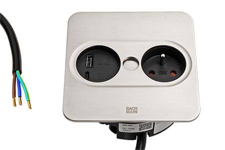 Systém TWIST 2 čtverec, zásuvka CZ + zdroj (USB A+C), stříbrný lesklý (946.007)