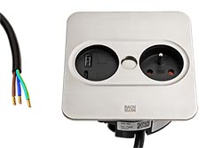 Systém TWIST 2 čtverec, zásuvka CZ + zdroj (USB A+C), stříbrný lesklý (946.007)