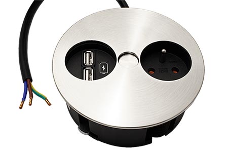 Systém TWIST, zásuvka CZ, zdroj (2x USB A), barva nerez (931.032)