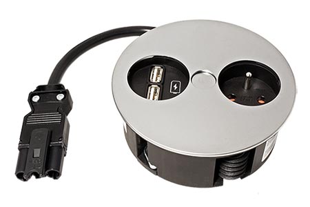 Systém TWIST, zásuvka CZ, zdroj (2x USB A), matný chrom (931.034)