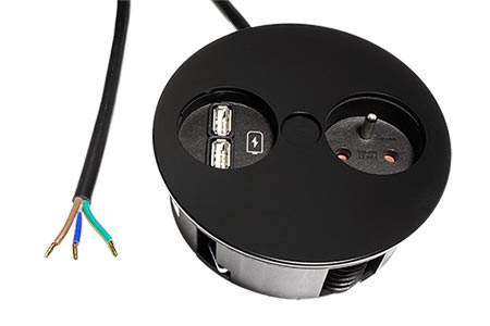 Systém TWIST, zásuvka CZ, zdroj (2x USB), černý (931.132)