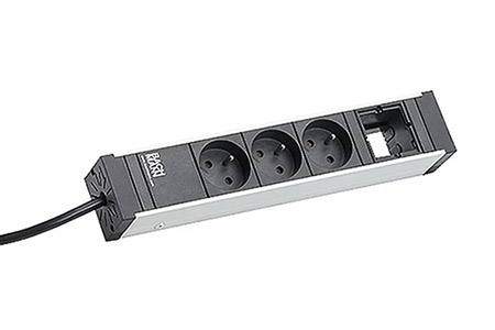 Systém UNIVERSAL, 3x zásuvka CZ, 1x volné, černý (922.0231)