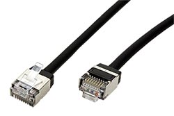 U/FTP patchkabel kat. 6a, LSOH, tenký, krátký konektor, 1m, černý