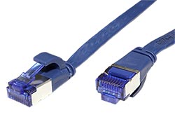 U/FTP patchkabel kat. 6a, plochý, 0,5m, modrý
