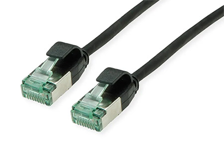 U/FTP patchkabel kat. 6a, tenký, 1m, černý
