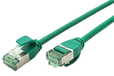 U/FTP patchkabel kat. 6a, tenký, 5m, zelený