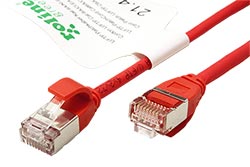 U/FTP patchkabel kat. 6a, tenký, LSOH, 0,15m, červený