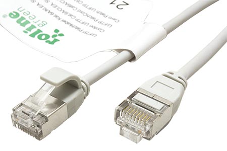 U/FTP patchkabel kat. 6a, tenký, LSOH, 0,15m, šedý