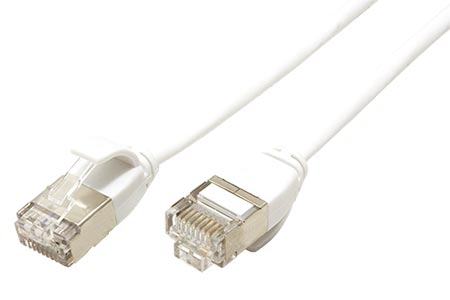 U/FTP patchkabel kat. 6a, tenký, LSOH, 0,5m, bílý