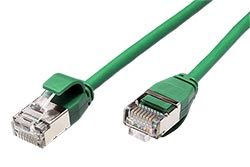 U/FTP patchkabel kat. 6a, tenký, LSOH, 0,5m, zelený