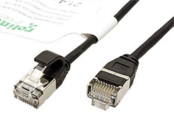 U/FTP patchkabel kat. 6a, tenký, LSOH, 1m, černý
