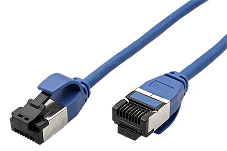 U/FTP patchkabel kat. 8, tenký, LSOH, 0,5m, modrý
