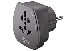 Univerzální cestovní adaptér UK, CH, I, US, AUS -> (CZ, DE, FR), černý