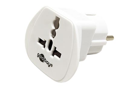 Univerzální cestovní adaptér UK, CH, I, US -> (CZ, DE, FR), bílý