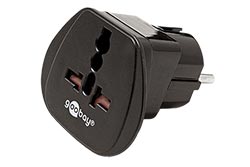 Univerzální cestovní adaptér UK, CH, I, US -> (CZ, DE, FR), černý
