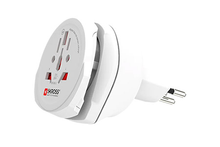 Univerzální cestovní adaptér UK, CH, IT, US, BRA, AUS -> (CZ, DE) -> CH, bílý, sada